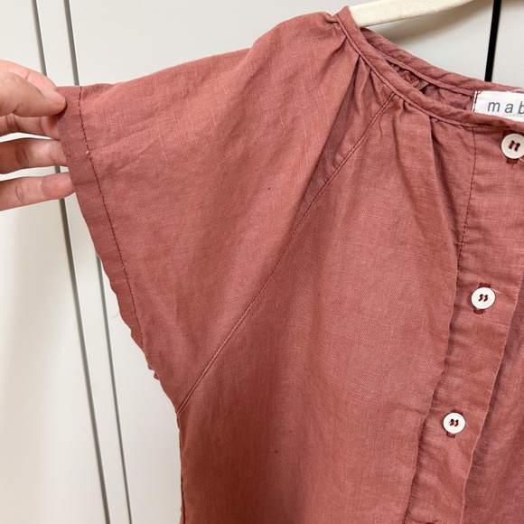 MABO Linen rust blend SS Woven Button Up Romper - sz 10/11 - red/brown one piece - Picture 6 of 13